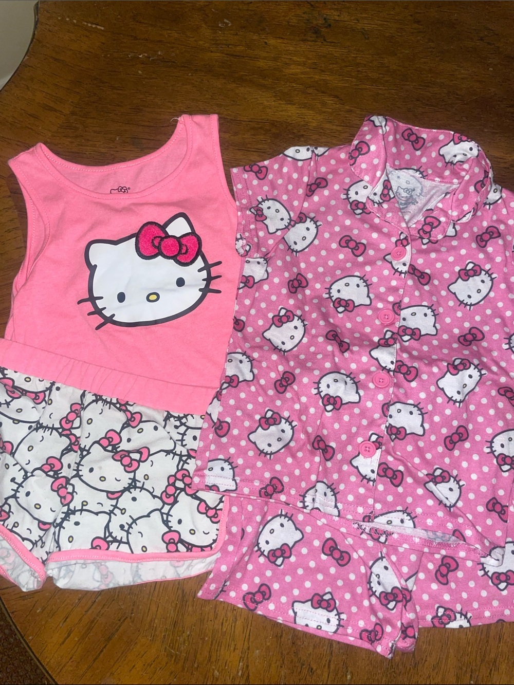 Hello Kitty Pink Sleeveless top and matching shorts and a Button-Up Pajamas